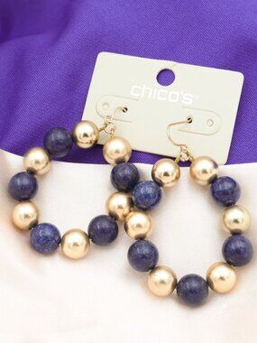 Chico's Beaded Hoop Drop Earrings